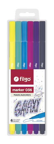 FILGO Marcadores Finos Galaxy x 6 Punta mediana de 1.0mm