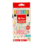 FILGO Marcador Brush x10 Pastel Punta pincel flexible 1-6mm