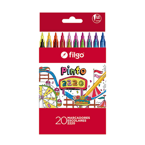 FILGO Marcadores Pinto x 20 Surtido Tinta al agua. Punta fina 2.0mm