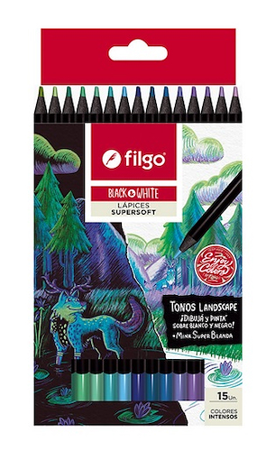 FILGO Lapices de Colores x 12 Black and White - Supersoft