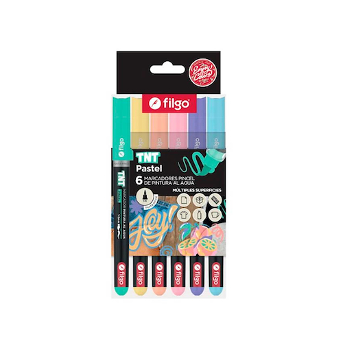 FILGO Marcador Brush pintura al agua TNT x 6 Pastel Brush pincel 1-5mm