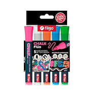 FILGO Marcador Chalk Fluo Marcadores de Tiza x 5 unid Multiples Superficies
