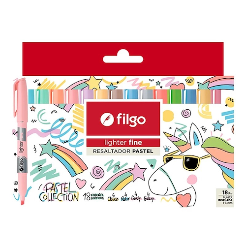 FILGO Resaltadores x18 Lighter fine Pastel 18 Colores surtidos