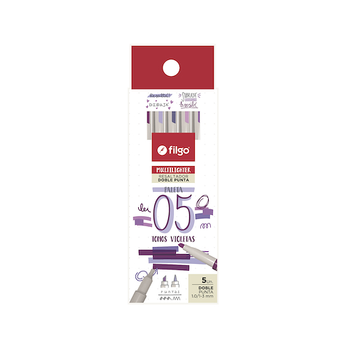 FILGO Resaltador Tonos 05 Violeta x5 Resaltador   Multilighter  2 puntas