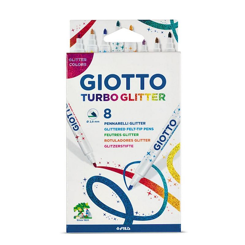 GIOTTO Marcadores Glitter x 8 Escritura Escolar