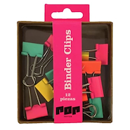 HEFTER POP Binder Clips Multicolor x12 Organizadores
