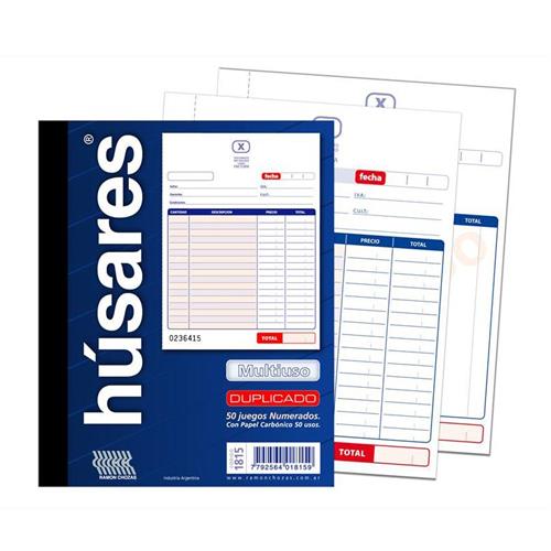 HUSARES Talonario Multiuso Duplicado 50 Juegos Num. Grande Varios Oficina