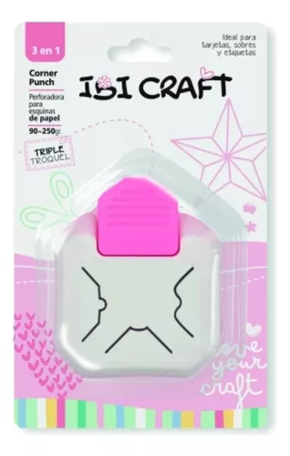 IBI CRAFT Perforadora para esquinas Triple Troquel 3 Funciones 90-250grs