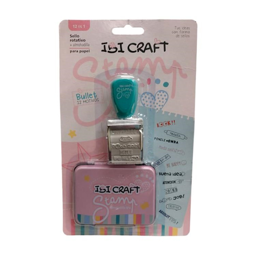 IBI CRAFT Sello rotativo Sello rotativo + almohadilla para papel