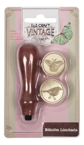 IBI CRAFT Kit sello para lacre Mango de madera + Bronce x 2 vintage