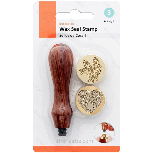 IBI CRAFT Kit sello para lacre Mango de madera + Bronce x 2
