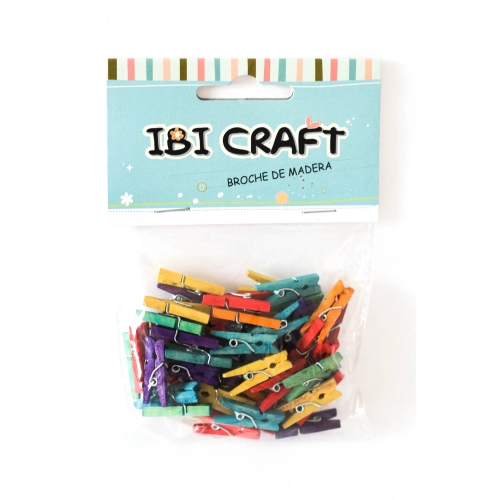 IBI CRAFT BROCHES DE MADERA 25mm COLOR 50PCS COLOR