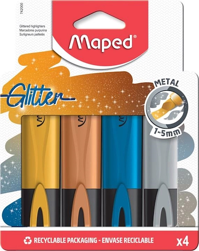 MAPED Resaltador Glitter Metal x 4 Escritura