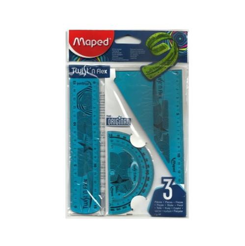 MAPED Set Geometrico Flex 3 Piezas Reglas/Gomas/Sacapuntas