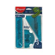 MAPED Set Geometrico Flex 3 Piezas Reglas/Gomas/Sacapuntas