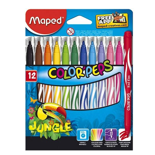 MAPED Marcadores Jungle X12 Punta Media - Lavable