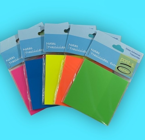 MEMO FIX Adhesivo Transparente Color Fluo 50 hjs. 75x 75 mm