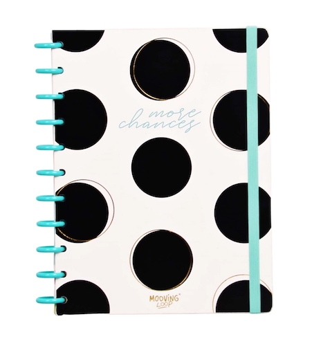 MOOVING Cuaderno Loop a Discos 3 Caratulas+ Stickers+80 hjs. Rayadas+Stencil+Sobre Plastico
