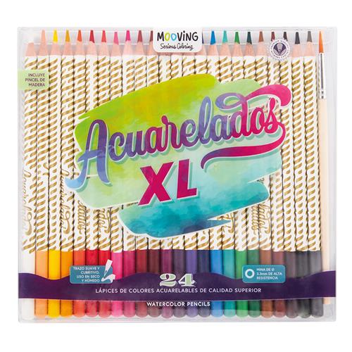 MOOVING Lapices de Colores x 24 Acuarelables Mina de 3.3 mm