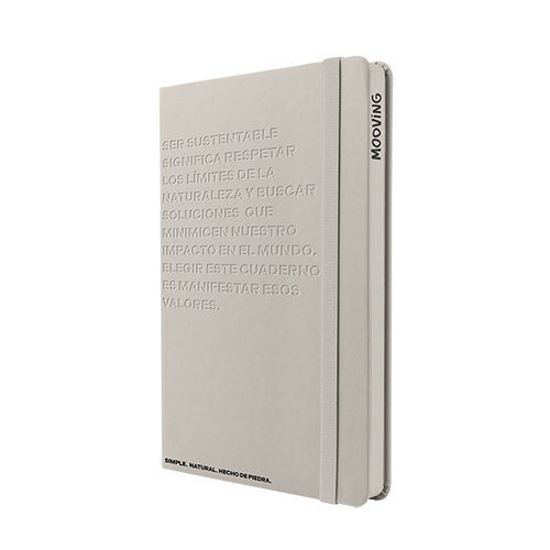 MOOVING Notes Tapa dura Stone Cuaderno A5 Rayado con Elastic. Papel de piedra