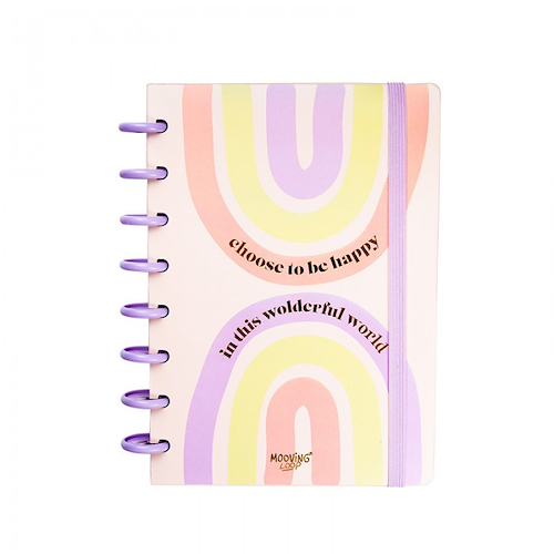 MOOVING Cuaderno Loop a Discos 3 Caratulas+ Stickers+80 hjs. Rayadas+Stencil+Sobre Plastico