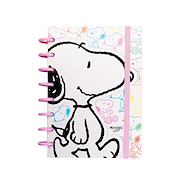 MOOVING Cuaderno Loop a Discos Snoopy 3 Caratulas+ Stickers+80 hjs. Rayadas+Stencil+Sobre Plastico