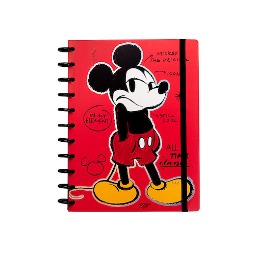 MOOVING Cuaderno a Discos Mickey 3 Caratulas+ Stickers+80 hjs. Rayadas+Stencil+Sobre Plastico