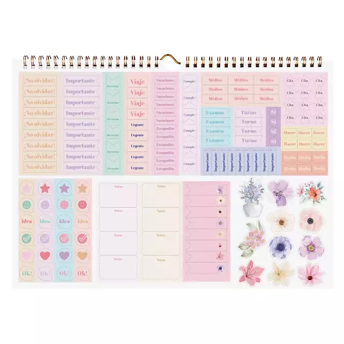 MOOVING Calendario 35x25 Floral Calendario espiralado