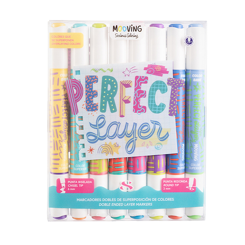 MOOVING Marcador Doble Punta de Superposicion blister x 8 doble color