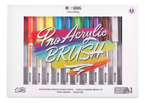 MOOVING Marcador Pro Acrylic Brush X 12 punta pincel