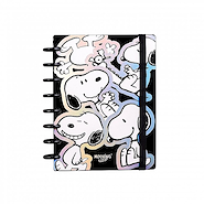 MOOVING Cuaderno Loop Snoopy 3 Caratulas+ Stickers+80 hjs. Rayadas+Stencil+Sobre Plastico