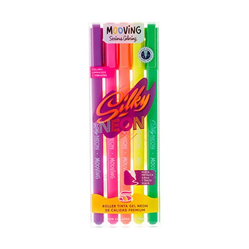 MOOVING Roller Ball Mooving Gel Neon Blister x5 Escritura Artistica