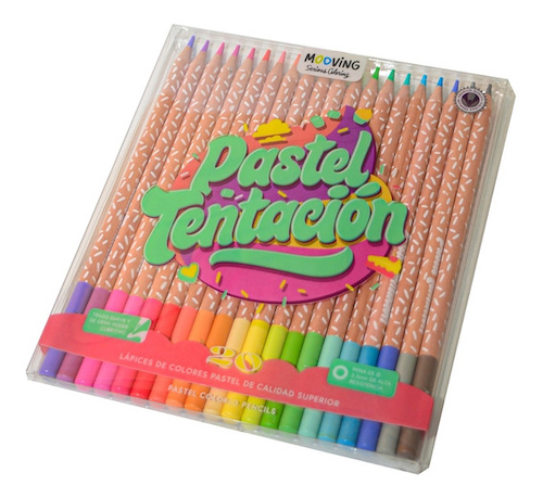 MOOVING Lapices De Colores Pasteles X 20 Largos Escritura Artistica