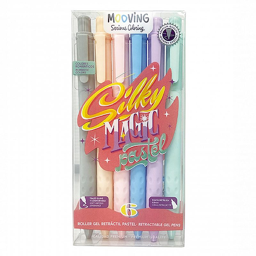 MOOVING Roller Ball Gel Retractil Pastel X 6 Escritura Artistica