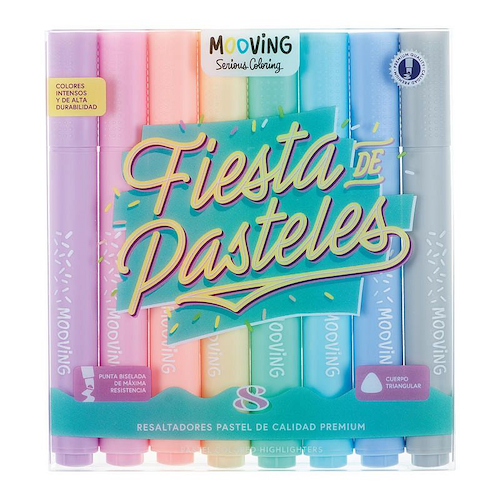 MOOVING Resaltador Pastel Blister Surtido X 8 U. Escritura Artistica