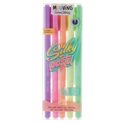 MOOVING Roller Ball Mooving Gel Pastel Blister x5 Escritura Artistica