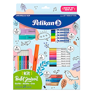 PELIKAN Kit Bullet Journal x 27 Piezas Plumones+Resaltadores+ Marcadores Glow+Microfibras+Regla