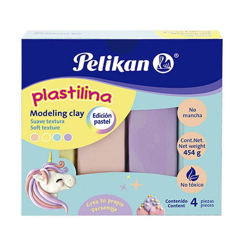 PELIKAN Plastilina X 4 Pastel Arte Escolar