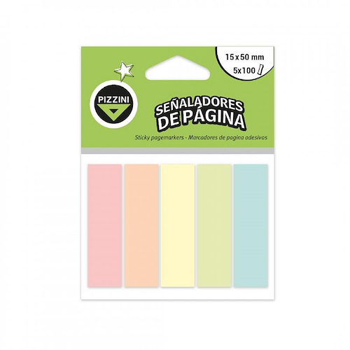 PIZZINI Nota Adhesiva BANDERITA PASTEL 5 X 100 U.