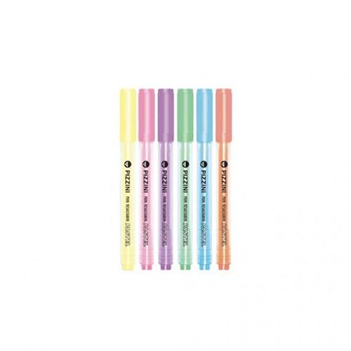 PIZZINI Resaltador Mini Pastel X 6 Escritura