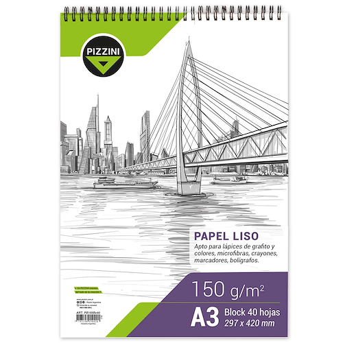 PIZZINI Block Pizzini A3 150 grs 40 hjs Papeleria Artistica - 29.7 x 42 cm