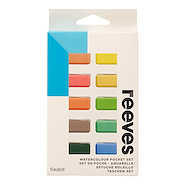 REEVES Acuarelas x 12 Pastilla Estuche Plastico + Pincel
