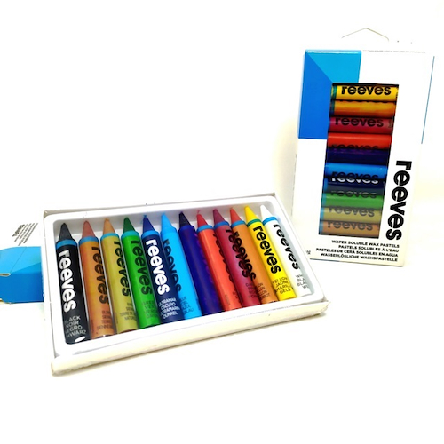 REEVES Pasteles a la cera Acuarelables X 12 Pinturas Profesionales