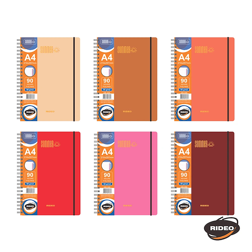 RIDEO Cuaderno A4 Summer Con elastico 90hj Cuaderno 90 grs