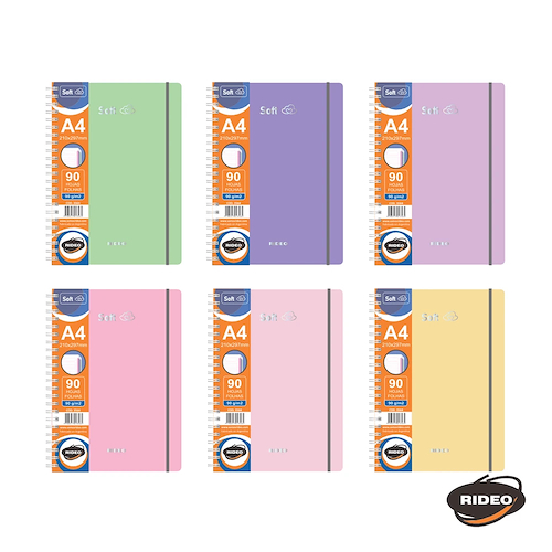 RIDEO Cuaderno A4 Soft Con elastico 90hjs Cuaderno 90 grs