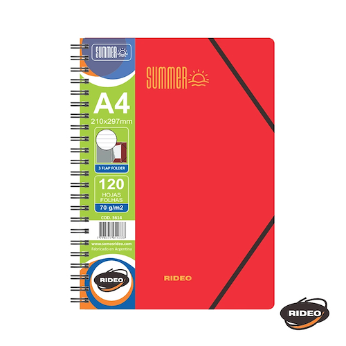 RIDEO Cuaderno + carpeta 3 Solapas Cuaderno 70 grs A4 Summer120hjs