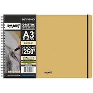ROME Cuaderno A3 Sketch EcoNaturale 250g Técnicas Mixtas / 20 hojas