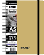 ROME Cuaderno A5 Sketch Eco White 180g Técnicas Mixtas / 48 hojas