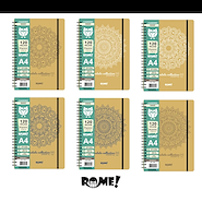 ROME Cuaderno A4 Cuadriculado Kraft Mandalas120 hjs C/elastico 70 grs