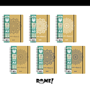 ROME Cuaderno A5 Kraft Mandala 120 hjs Cuaderno C/elastico Rayado 70 grs